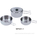 Compact Design Stainless Steel Camping Pot Set